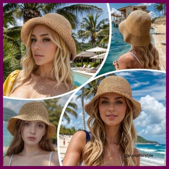 Floppy Wide Brim Straw Sun Hat Foldable Travel Beach main image 5